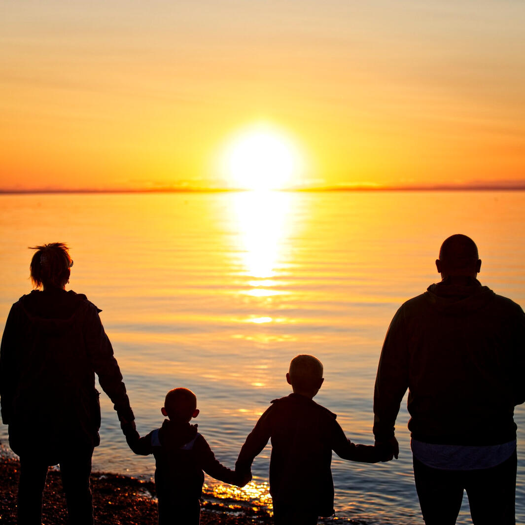 Family at sunset